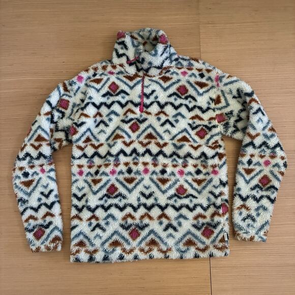 Eddie Bauer Tops - Eddie Bauer Women's Size XS 1/4 Zip Faux Fur Pullover Aztec Design Fuzzy Sweater